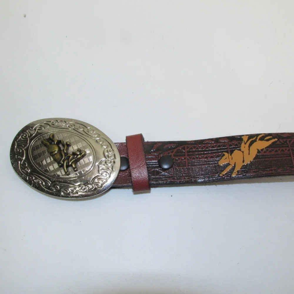 Nocona Genu Leather Belt and Bullrider Buckle Boys 24 Inches Bull Riders Cowboys